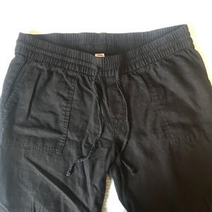 Linen-Blend Cropped Pants